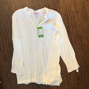 NWT Lily Pulitzer White Embroidered Women's Top